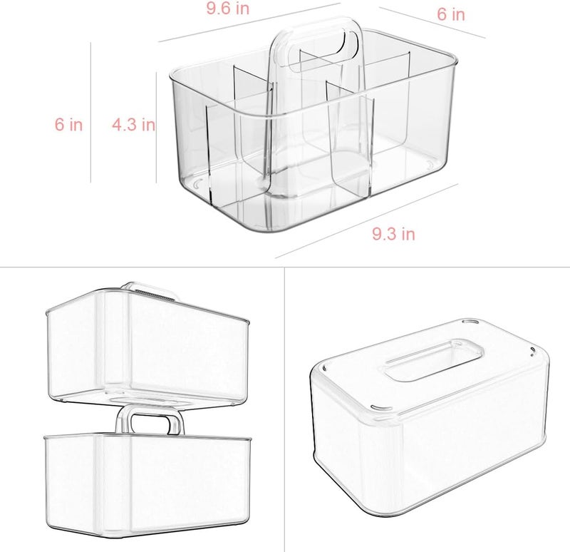 Vidifor Clear Thickened Portable Caddy Tote, Shower Caddy with Handle for Art Supplies, Makeup, Crafts, Colored Pencils, Sewing, Office Supplies (Clear) - Image 2